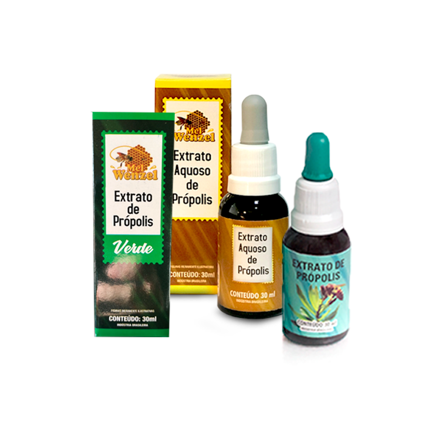 Extrato de Própolis (Verde, Marrom, Aquoso sem Álcool)s